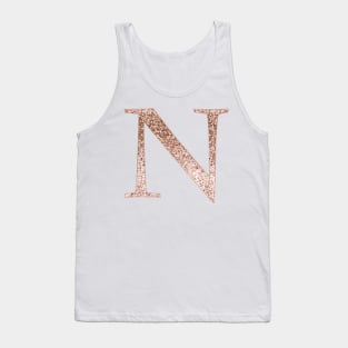 N rose gold glitter monogram letter Tank Top